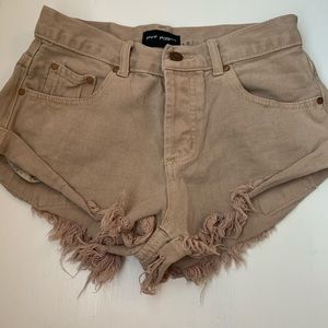 Tan distressed/ cut off shorts